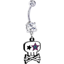Load image into Gallery viewer, Starry Eyed Skull and Crossbones Belly Ring

