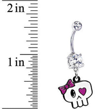 Load image into Gallery viewer, Crystalline Gem Heart Eye Bow Skull Belly Ring
