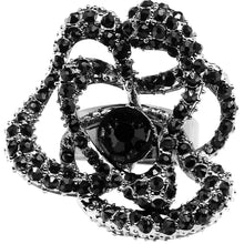 将图片加载到图库查看器，Midnight Crystal Flower Adjustable Ring
