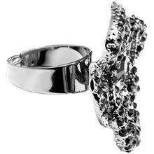 将图片加载到图库查看器，Midnight Crystal Flower Adjustable Ring
