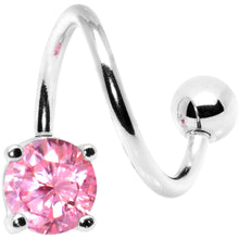 Load image into Gallery viewer, 14G 7/16 Pink Gem Passion Spiral Twister Belly Ring
