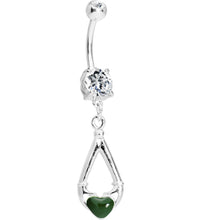 将图片加载到图库查看器，Green Heart Claddagh Belly Ring
