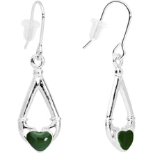 Load image into Gallery viewer, Green Heart Claddagh Dangle Earrings
