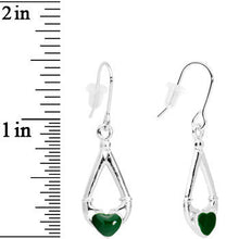 Load image into Gallery viewer, Green Heart Claddagh Dangle Earrings
