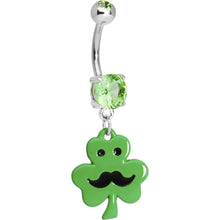 将图片加载到图库查看器，Mustache Green Shamrock Belly Ring
