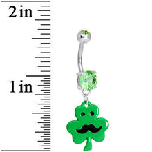 将图片加载到图库查看器，Mustache Green Shamrock Belly Ring
