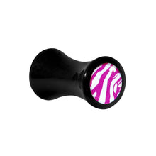 将图片加载到图库查看器，4G Acrylic Pink White Zebra Saddle Plug
