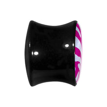Load image into Gallery viewer, 9/16 Acrylic Pink White Zebra Saddle Plug
