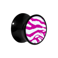 Load image into Gallery viewer, 9/16 Acrylic Pink White Zebra Saddle Plug
