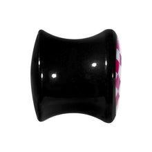 Load image into Gallery viewer, 1/2 Black Acrylic Pink and White Checkerboard Saddle Plug
