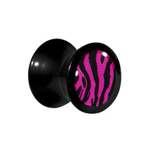 Load image into Gallery viewer, 00G Acrylic Pink Black Zebra Saddle Plug
