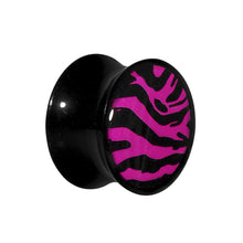 将图片加载到图库查看器，5/8 Acrylic Pink Black Zebra Saddle Plug
