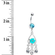 将图片加载到图库查看器，Floral Aqua Teardrop Chandelier Belly Ring
