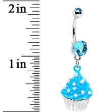 Load image into Gallery viewer, Blue Gem Starry Sprinkles Cupcake Belly Ring
