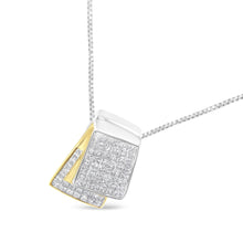 Load image into Gallery viewer, 14K White and Yellow Gold 2.0 Cttw Princess Cut Diamond Two Tone Foldover Box Pendant 18â€ Box Chain Necklace (H-I Color, SI1-SI2 Clarity)
