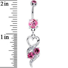 将图片加载到图库查看器，Pink Gem Heart Twist Belly Ring
