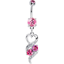 将图片加载到图库查看器，Pink Gem Heart Twist Belly Ring
