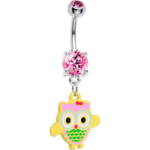 将图片加载到图库查看器，Pink Gem Cutie pie Owl Belly Ring
