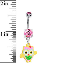 将图片加载到图库查看器，Pink Gem Cutie pie Owl Belly Ring
