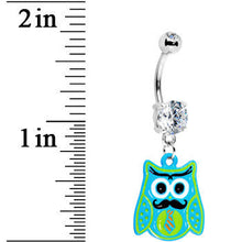 Load image into Gallery viewer, Double Gem Tie and Mustache Owl Belly Ring
