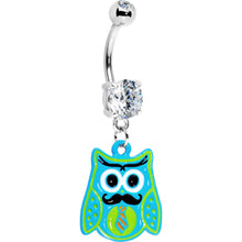 Load image into Gallery viewer, Double Gem Tie and Mustache Owl Belly Ring
