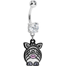 将图片加载到图库查看器，Clear Gem Zebra Belly Ring
