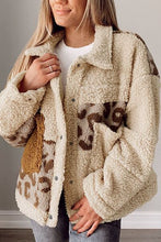 Load image into Gallery viewer, Comfortable Leopard Print Sherpa Jacket with Collared Neck And Functional Pockets Soft Women Jacket
