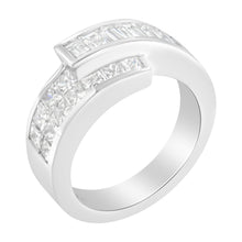 Load image into Gallery viewer, 14K White Gold 2.0 Cttw Channel-Set Princess and Baguette-Cut Diamond Bypass Ring Band (G-H Color, SI1-SI2 Clarity) - Ring Size 6.5
