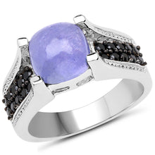 Load image into Gallery viewer, 3.20 Carat Genuine Tanzanite and Black Spinel .925 Sterling Silver Ring
