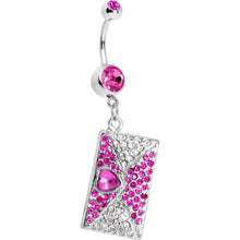 将图片加载到图库查看器，Fuchsia Gem Love Letter Dangle Belly Ring
