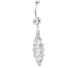 将图片加载到图库查看器，Crystalline Gem Shimmering Leaf Dangle Belly Ring

