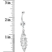 将图片加载到图库查看器，Crystalline Gem Shimmering Leaf Dangle Belly Ring
