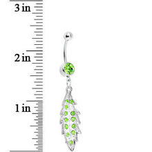 将图片加载到图库查看器，Green Gem Shimmering Leaf Dangle Belly Ring
