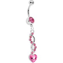 将图片加载到图库查看器，Pink Spiral Twist Heart Belly Ring
