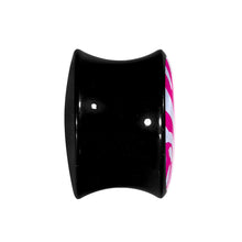 Load image into Gallery viewer, 5/8 Acrylic Pink White Zebra Saddle Plug
