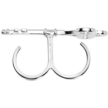 将图片加载到图库查看器，Silver Tone Crystalline Skeleton Key Double Finger Ring

