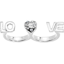 Load image into Gallery viewer, Silver Tone Heart Love Double Finger Ring

