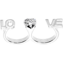 Load image into Gallery viewer, Silver Tone Heart Love Double Finger Ring
