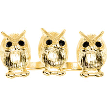 将图片加载到图库查看器，Gold Tone Owl Trio Double Finger Ring
