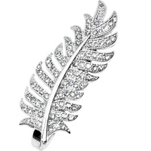 将图片加载到图库查看器，Silver Tone Crystalline Feather Double Finger Ring
