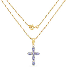 Load image into Gallery viewer, 14K Yellow Gold Plated 0.84 Carat Genuine Tanzanite .925 Sterling Silver Pendant
