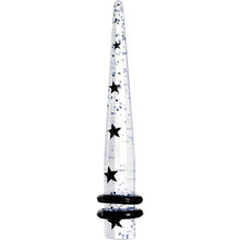 Load image into Gallery viewer, 2G Clear Acrylic Glitter Black Star Confetti Taper
