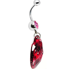 将图片加载到图库查看器，Pink Gem Paradise Feather Oval Dangle Belly Ring
