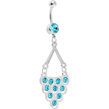 将图片加载到图库查看器，Aqua Gem Lavish Lace Cascade Dangle Belly Ring
