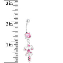 Load image into Gallery viewer, Pink Gem Filigree Carrier Butterfly Belly Ring
