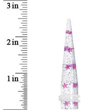 Load image into Gallery viewer, 1/2 Clear Acrylic Glitter Purple Star Confetti Taper
