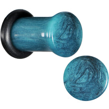 将图片加载到图库查看器，2G Teal Marble Swirl Acrylic Single Flare Plug Set
