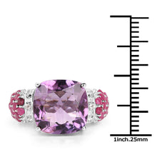 将图片加载到图库查看器，6.55 Carat Genuine Amethyst, Ruby and White Topaz .925 Sterling Silver Ring
