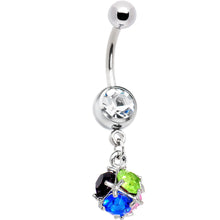 将图片加载到图库查看器，Clear Gem Multi Stone Twig Sphere Belly Ring
