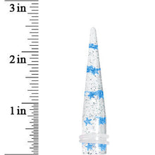 Load image into Gallery viewer, 1/2 Clear Acrylic Glitter Blue Star Confetti Taper
